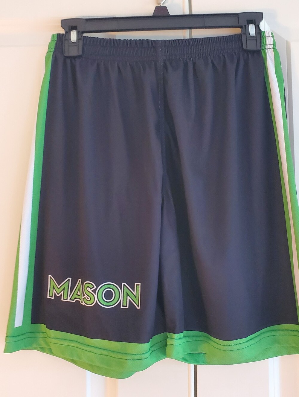 Mason Kids Black Green White Sports Basketball Running Summer Shorts Medium